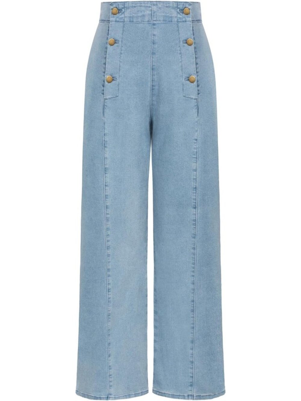 Vintage High Waisted Button Wide Leg Sailor Jeans for Women - Chic Retro Style